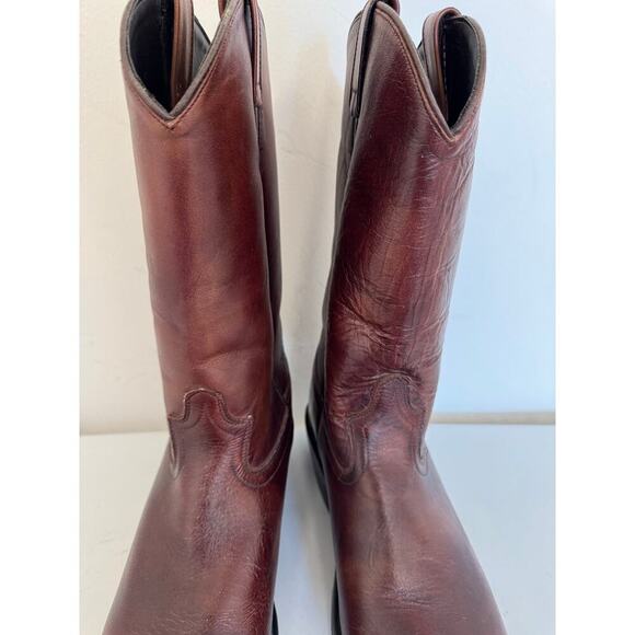 Men’s Cowboy Boots Leather Size 11EE
Dark Brown Red Side Loops Low Heel - Picture 5 of 13